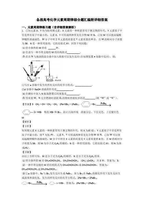 备战高考化学元素周期律综合题汇编附详细答案