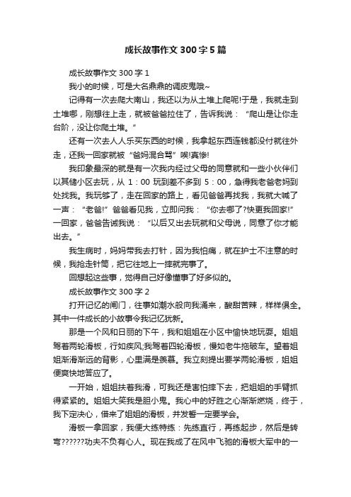 成长故事作文300字5篇