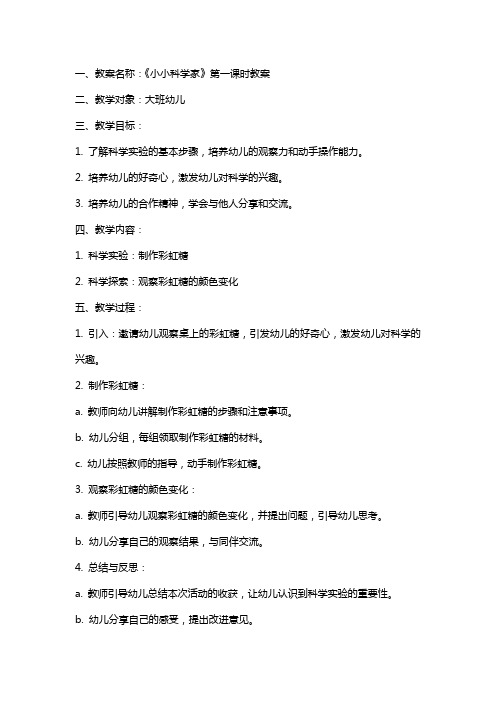 1小小科学家教案及反思