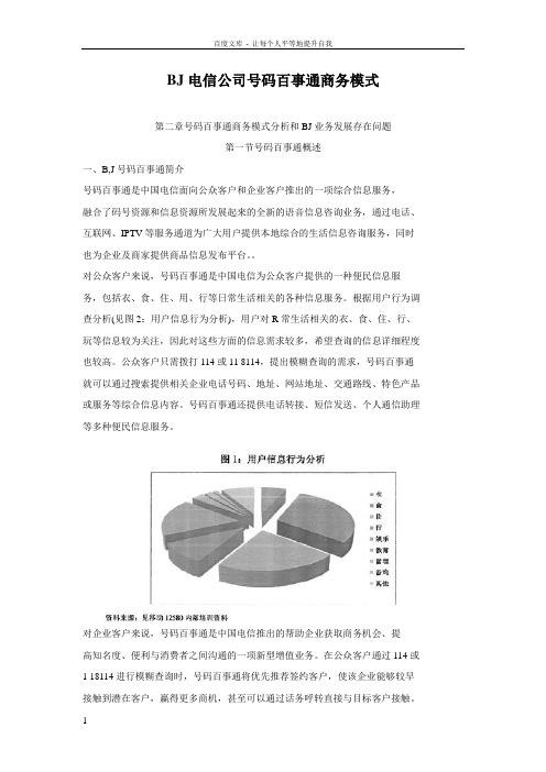 BJ电信公司号码百事通商务模式