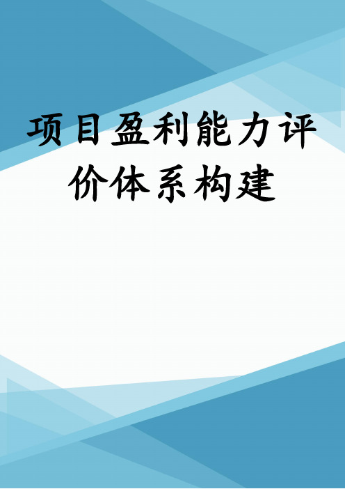 投资项目盈利能力评价体系构建