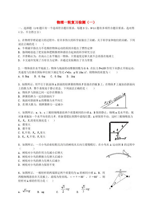 河北省冀州中学2016届高三物理上学期一轮复习检测试题一