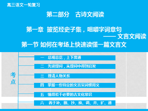 高考语文大一轮复习 专题2.1.1 如何在考场上快速读懂一篇文言文课件