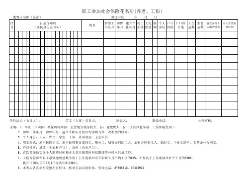 (福州2014)职工参加社会保险花名册(空表)