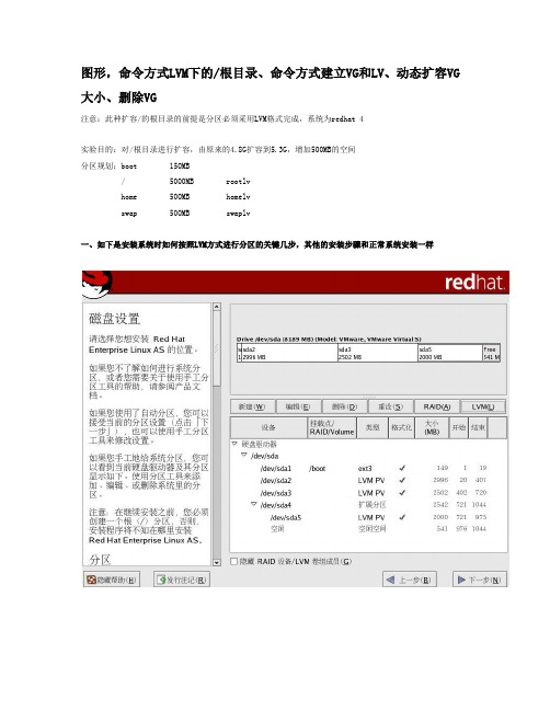 图形,命令方式LVM下的根目录、命令方式建立VG和LV、动态扩容VG大小、删除VG