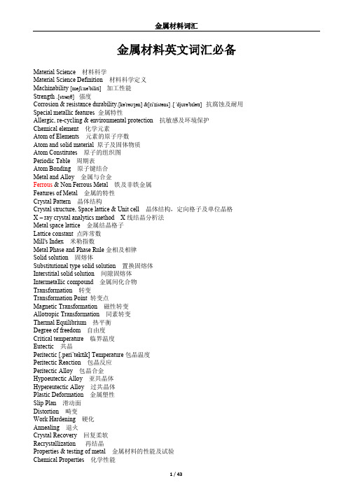 材料科学基础必备英语词汇——吐血推荐