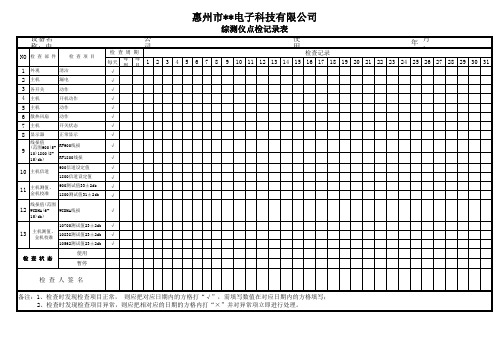 综合测试仪点检表