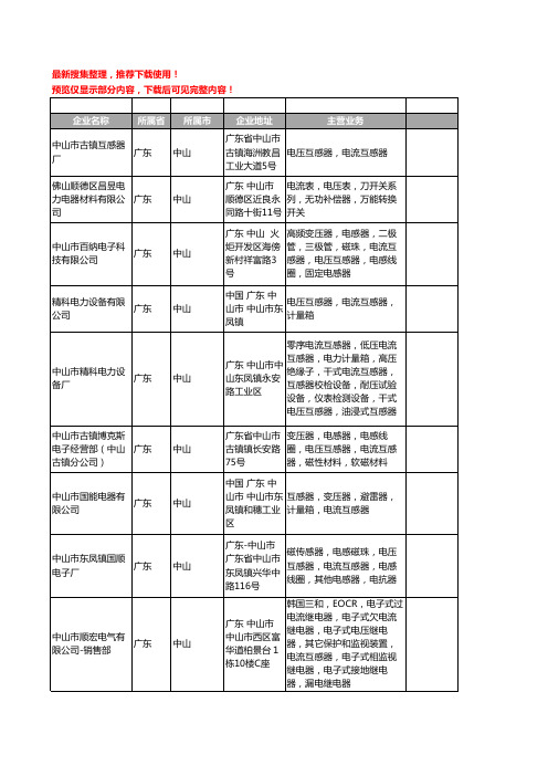 新版广东省中山电压互感器工商企业公司商家名录名单联系方式大全10家