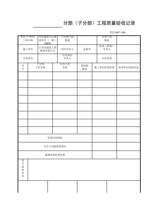 桩基分部(子分部)工程质量验收记录