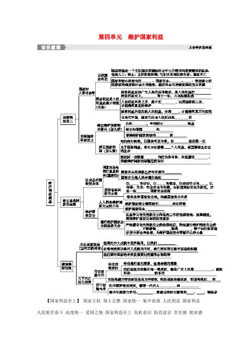 2018年八年级道德与法治上册第四单元维护国家利益复习试题新人教版