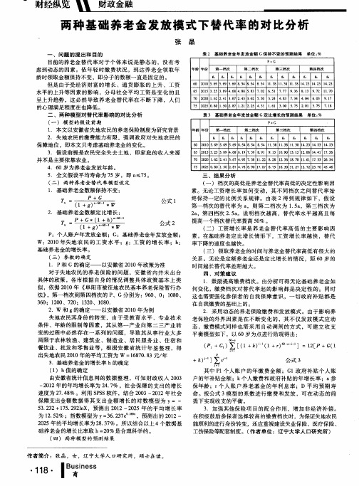 两种基础养老金发放模式下替代率的对比分析