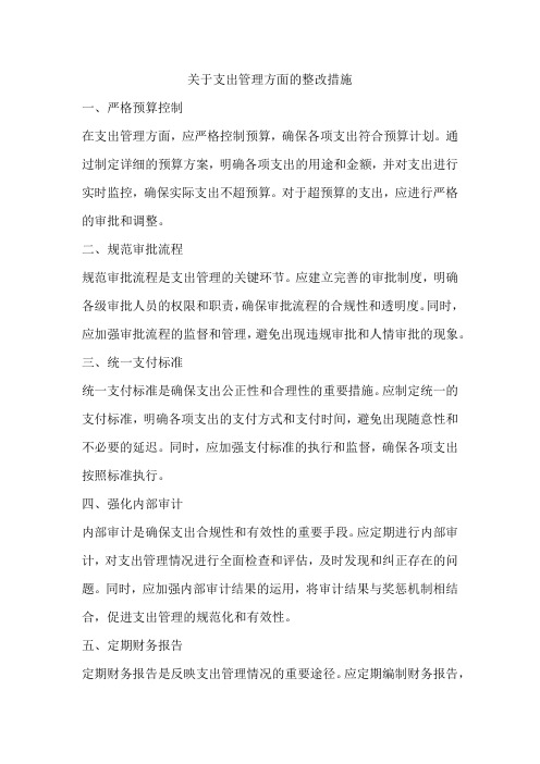 关于支出管理方面的整改措施