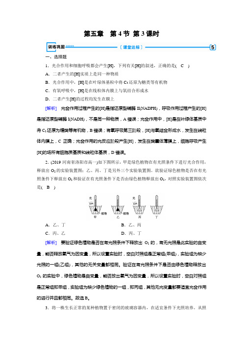 人教版生物必修一课时作业第5章第4节第3课时