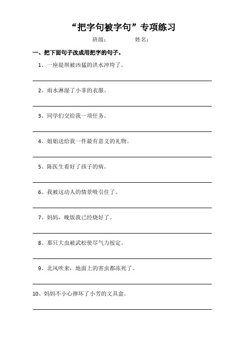 “把字句被字句”专项练习