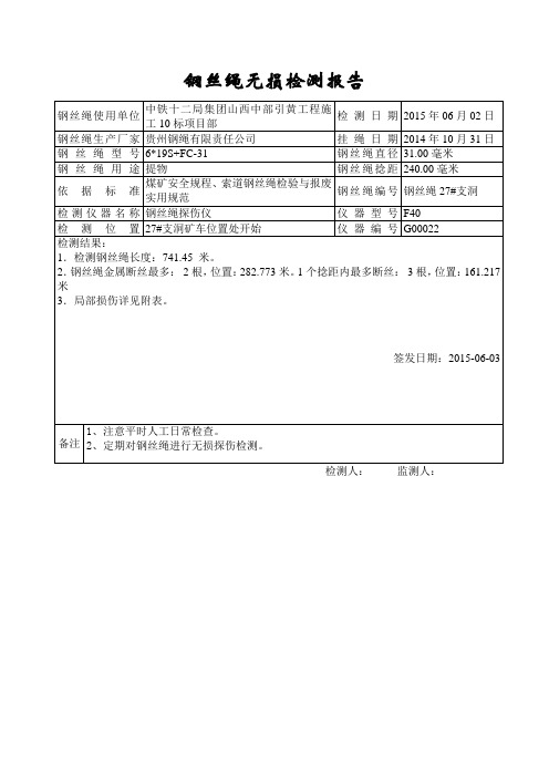 钢丝绳无损检测报告