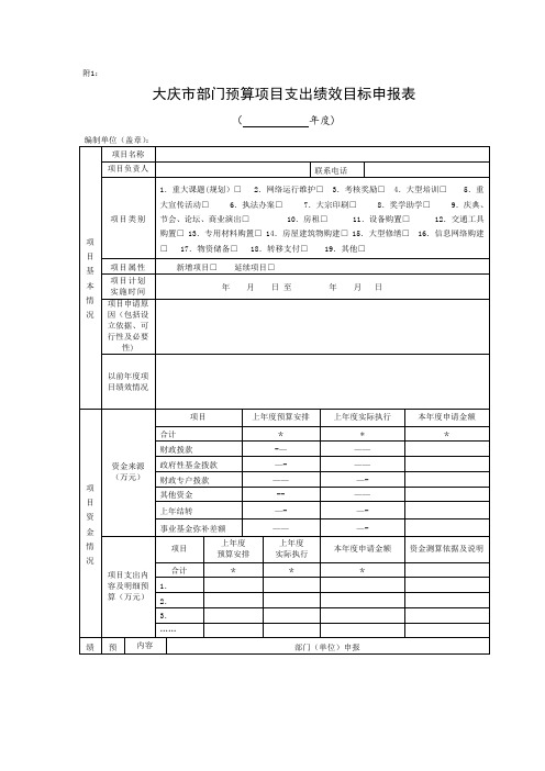 绩效目标申报表