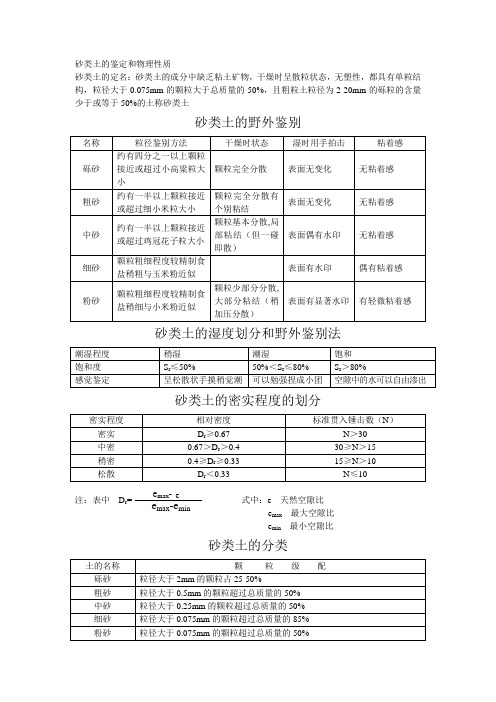 砂类土的分类及野外鉴别