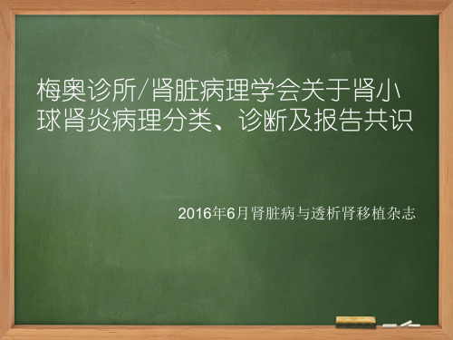 梅奥诊所／肾脏病理学会关于肾小球肾炎病理分类诊断及报告共识PPT课件