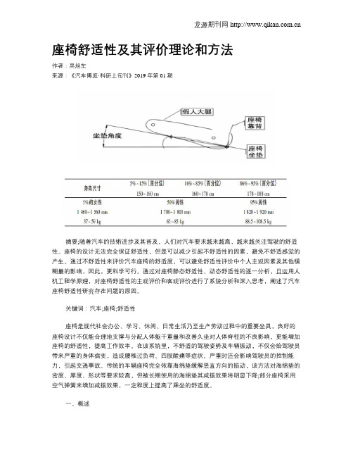 座椅舒适性及其评价理论和方法