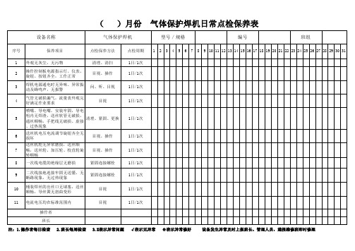 气体保护焊机日常保养点检表