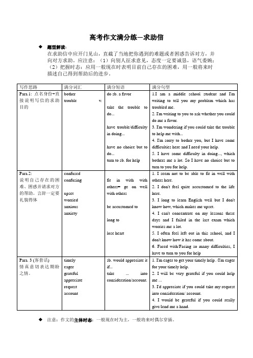 (完整word版)高考英语作文专题-求助信