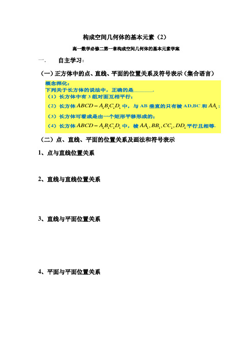 高中数学：1.1.1 构成空间几何体的基本元素  