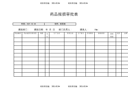 药品报损审批表+销毁表之欧阳育创编