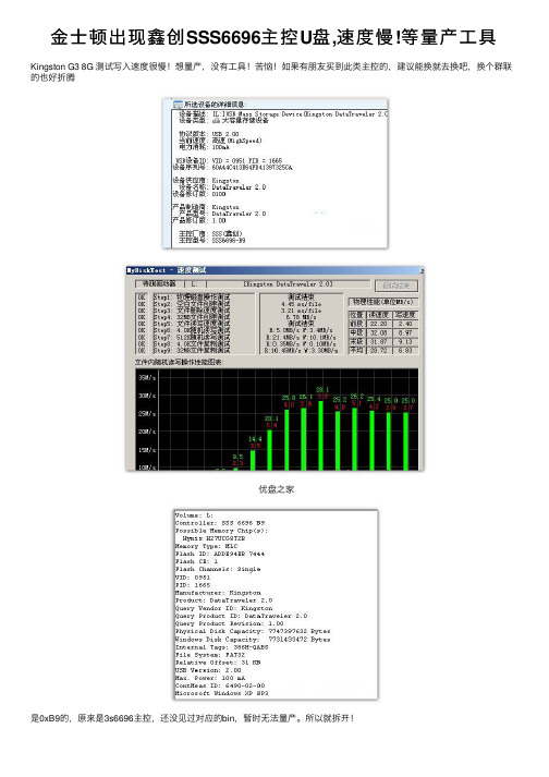 金士顿出现鑫创SSS6696主控U盘,速度慢!等量产工具