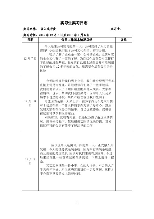 嵌入式实习日志