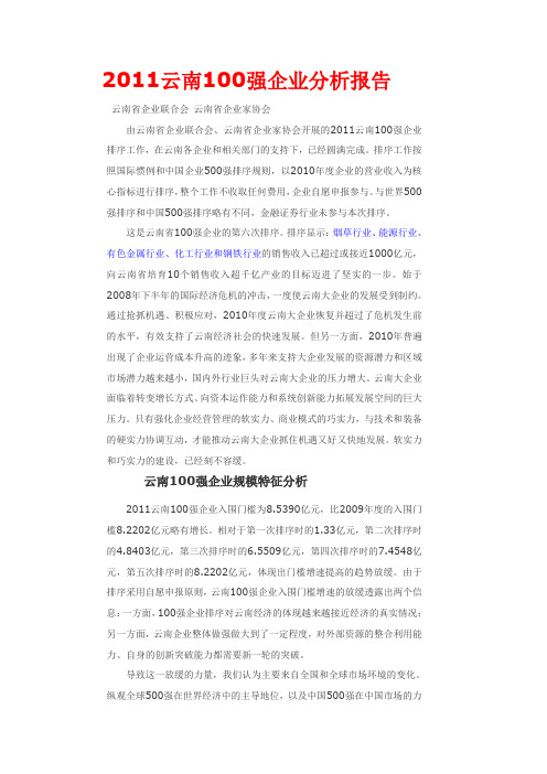 云南省100强企业