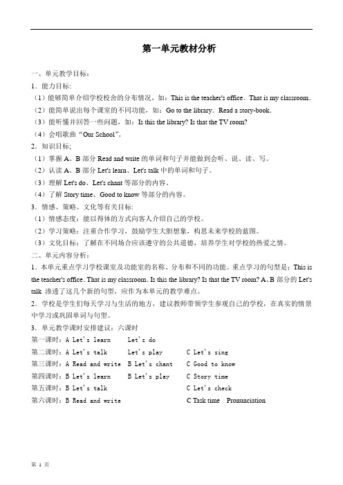 2019年人教版小学四年级英语下册全册教案