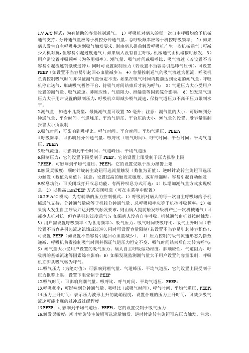 迈瑞等各类呼吸机各通气模式介绍