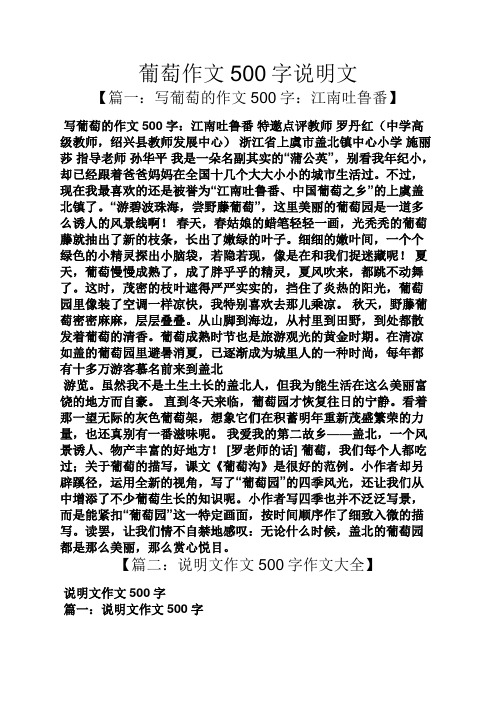 说明文作文之葡萄作文500字说明文