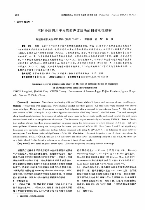 不同冲洗剂用于根管超声波清洗的扫描电镜观察