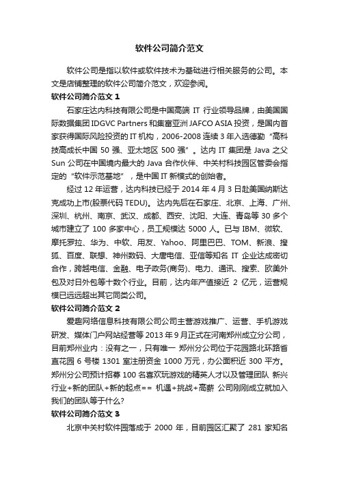 软件公司简介范文