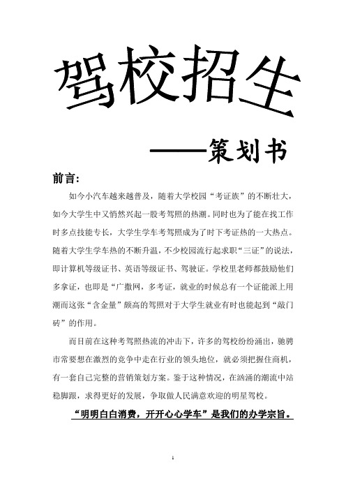 驾校大学招生策划书