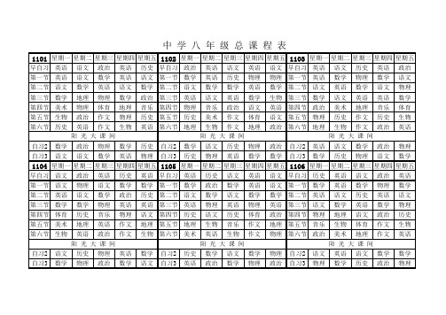 八年级总课程表