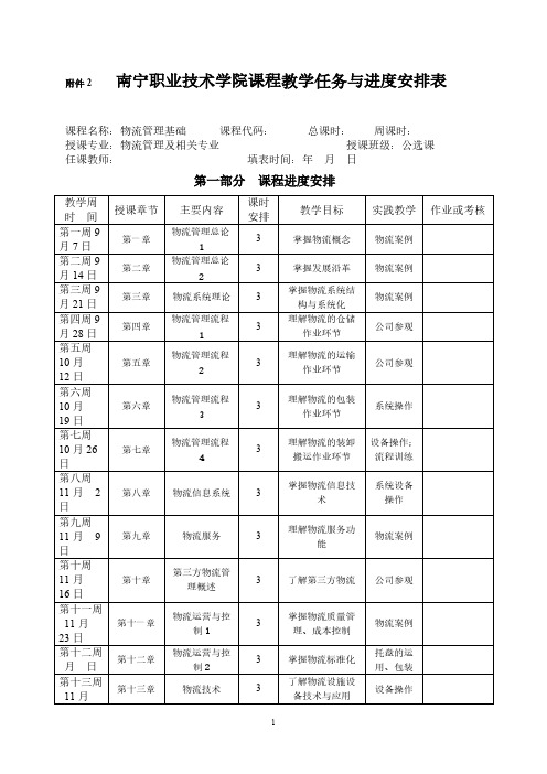 【VIP专享】1教学任务与进度安排表样板