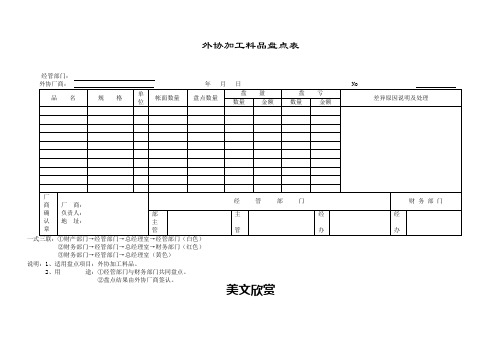 外协加工料品盘点表