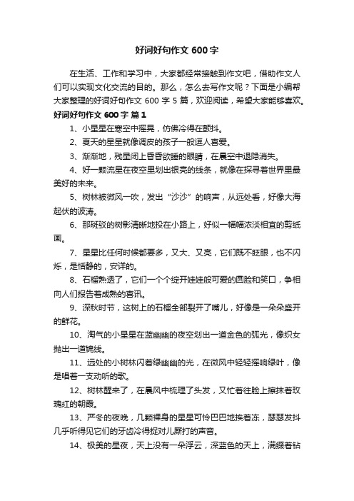 好词好句作文600字5篇