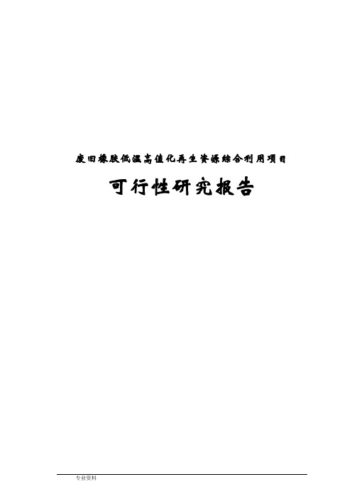 废旧橡胶低温高值化再生资源综合利用项目可行性研究报告