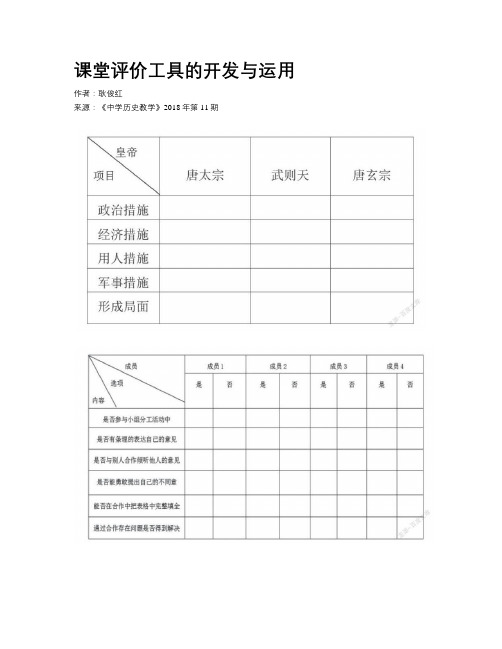 课堂评价工具的开发与运用