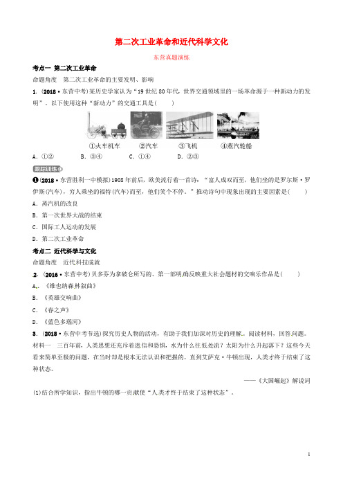 中考历史复习 第二十一单元 第二次工业革命和近代科学文化真题演练