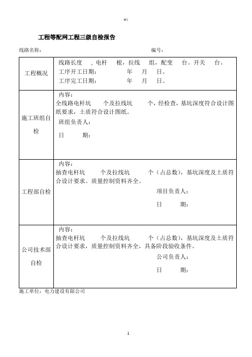 电力项目三级自检报告(建文)