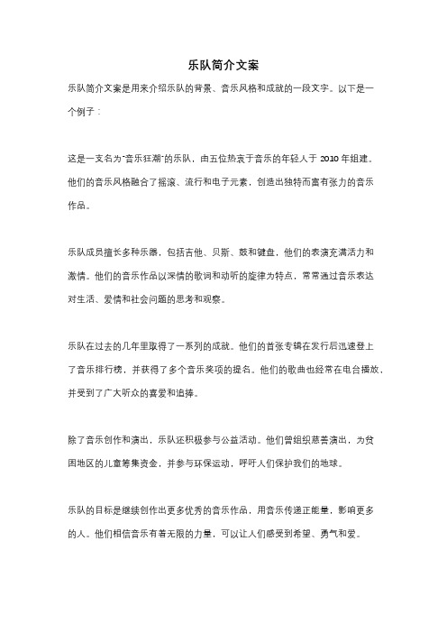 乐队简介文案