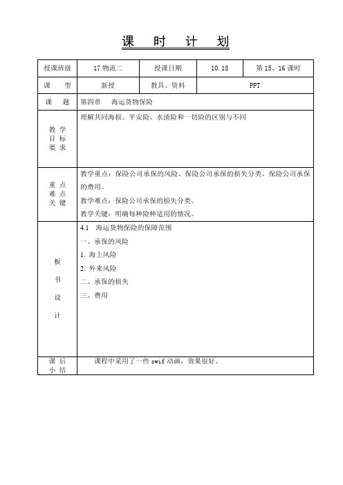 国际贸易实务-教案-4海运货物保险1