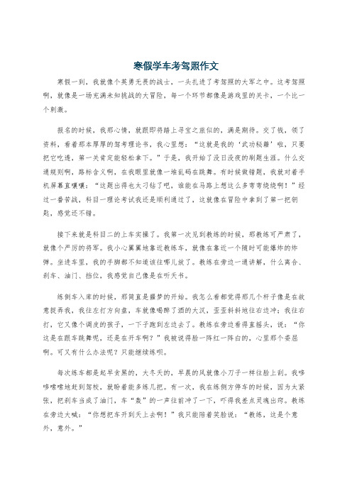 寒假学车考驾照作文