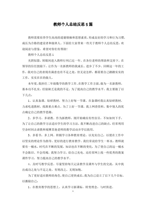 教师个人总结反思5篇