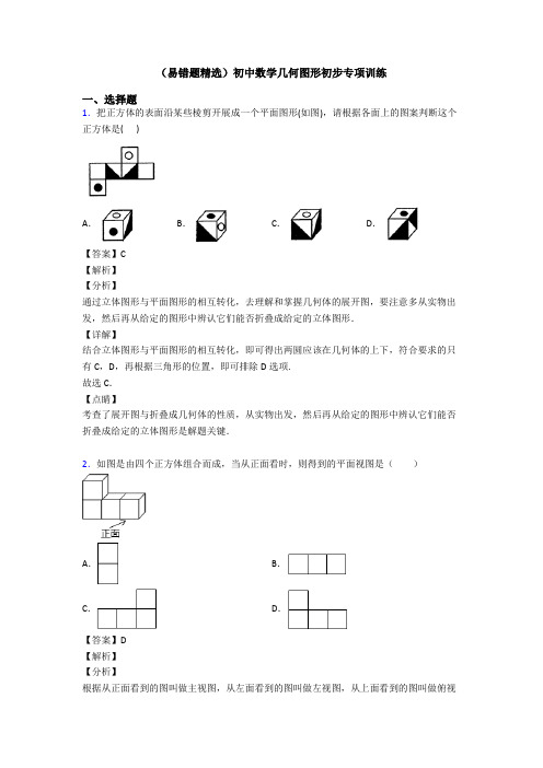 (易错题精选)初中数学几何图形初步专项训练