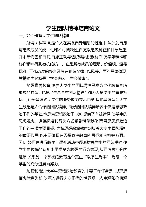 学生团队精神培育论文(全文)